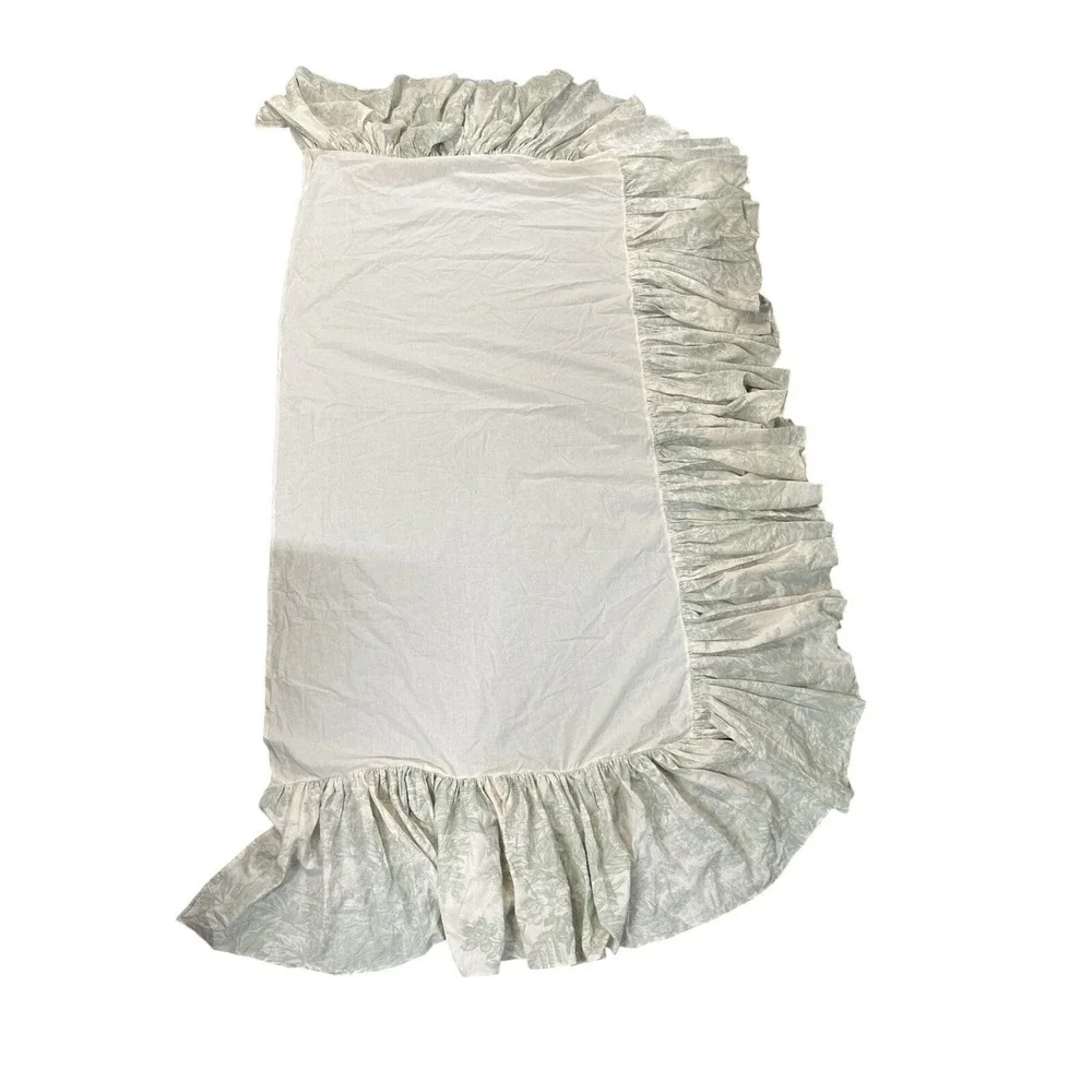 Pottery Barn Matine Toile Green Duvet Cover Set Twin French Country Bed Skirt